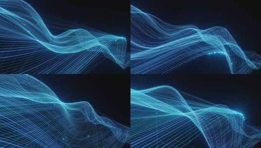 蓝色线条构成的动感波浪特效画面高清在线视频素材下载