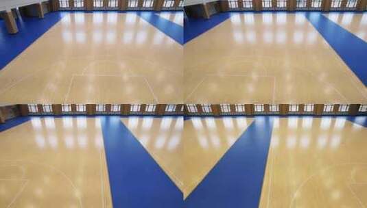 体院馆室内篮球场木地板航拍高清在线视频素材下载