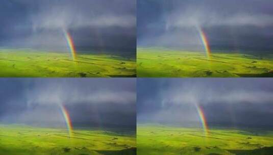 阿坝若尔盖草原风暴彩虹高清在线视频素材下载