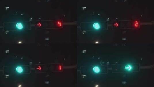 城市夜晚路口红绿灯交替高清在线视频素材下载