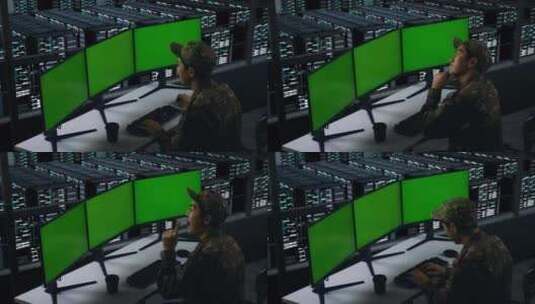 在数据中心模拟多台计算机显示器时的亚洲军高清在线视频素材下载