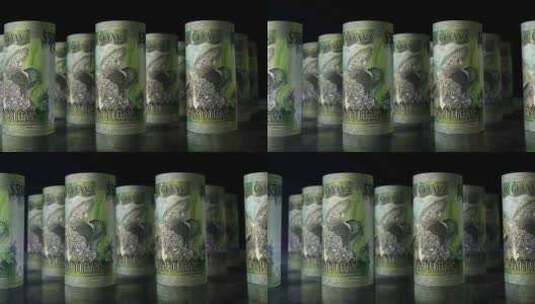 圭亚那元钞票卷无缝循环高清在线视频素材下载