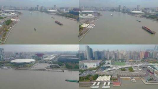 上海市黄浦江两岸城市风景视频素材航拍高清在线视频素材下载