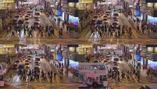 繁华香港街道人流高清在线视频素材下载