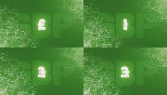 大发光霓虹灯GBP符号旋转。英镑货币符号高清在线视频素材下载