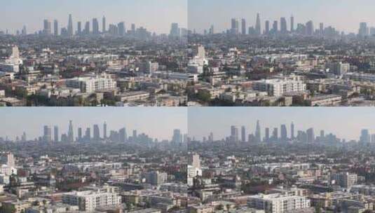雾霾天的城市景观、居民区和洛杉矶市中心的高清在线视频素材下载