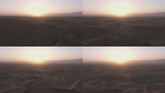 航拍沙漠中的日出高清在线视频素材下载