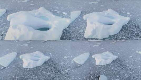 融化的冰山池鲁莽的冰空中放大高清在线视频素材下载