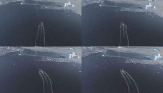 十二宫船航行南极洲空中跟踪拍摄高清在线视频素材下载
