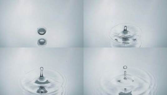 透明清澈水滴溅起水花升格慢镜头高清在线视频素材下载