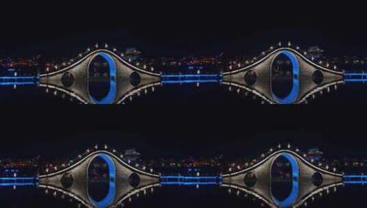 拱桥廊桥景区夜景亮化高清在线视频素材下载
