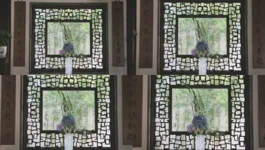 典雅园林窗景框景高清在线视频素材下载