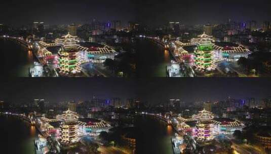 航拍惠州水东街合江楼夜景高清在线视频素材下载