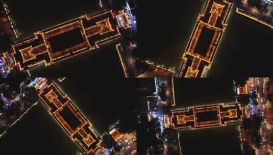 4K航拍成都九眼桥安顺廊桥夜景游船高清在线视频素材下载