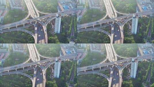 上海城市高架延安高架交通日出航拍高清在线视频素材下载