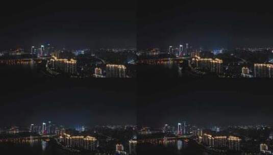 福州夜景航拍闽江两岸城市夜晚建筑风光高清在线视频素材下载