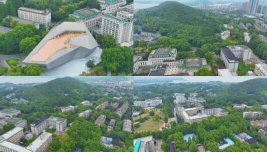 湖北武汉大学文理学部校区航拍校园珞珈山风高清在线视频素材下载