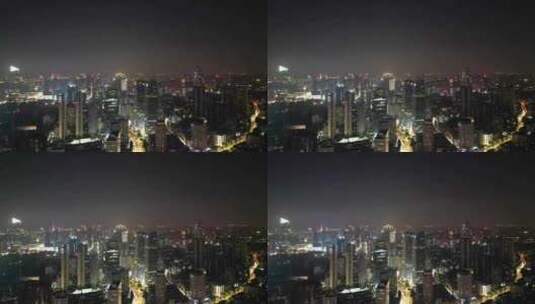 武汉夜景武汉西北湖CBD夜景航拍高清在线视频素材下载