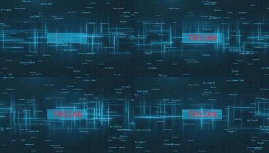 木马病毒警报：网络安全概念的发光线条和动高清在线视频素材下载