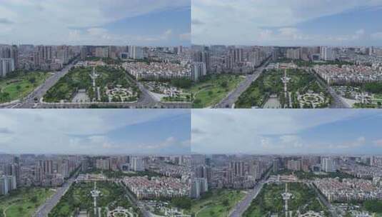 广东汕头城市绿化开放广场航拍高清在线视频素材下载