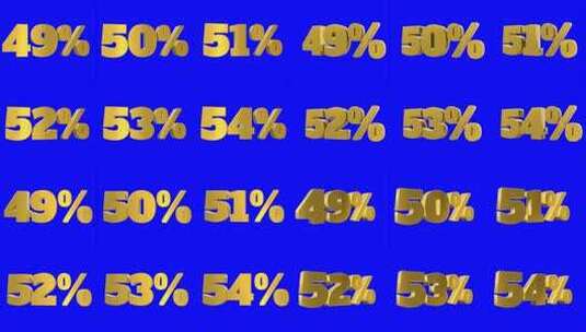 一组黄金百分比数字3d动画移动无缝循环孤高清在线视频素材下载