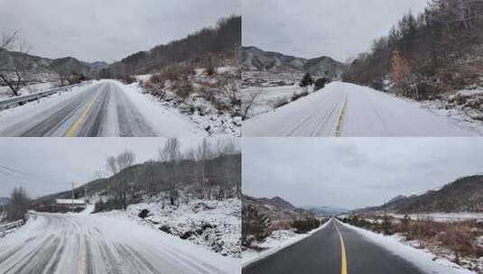 【合集】开车行驶在雪地公路上 下雪开车高清在线视频素材下载