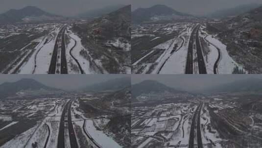 航拍 航拍石家庄 航拍石家庄雪景 雪景 冬至高清在线视频素材下载