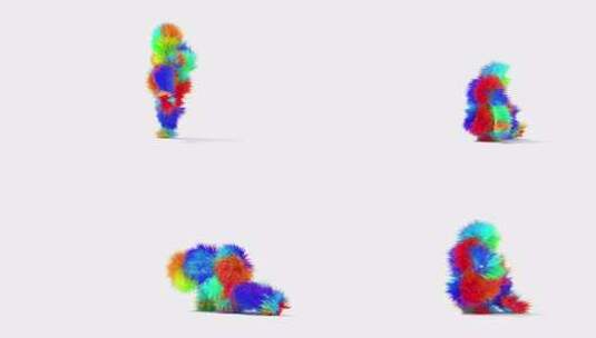 3D毛茸茸的野兽头发角色在白色Bg上跳舞高清在线视频素材下载