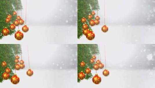 hanging-christmas-balls-on-snowy高清在线视频素材下载