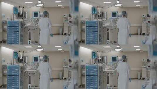 医生在医院病房内查看设备高清在线视频素材下载