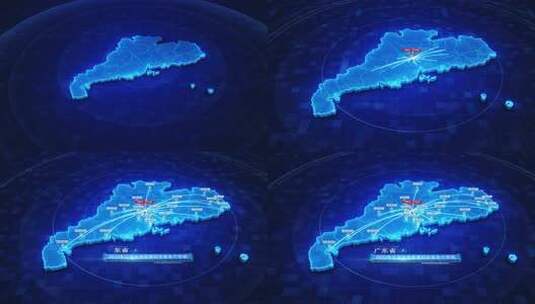 科技立体广东省地图高清AE视频素材下载