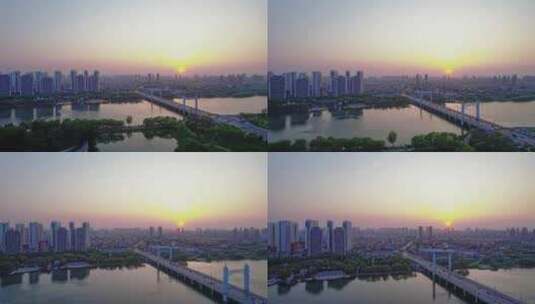 辽宁辽阳太子河夕阳景观高清在线视频素材下载