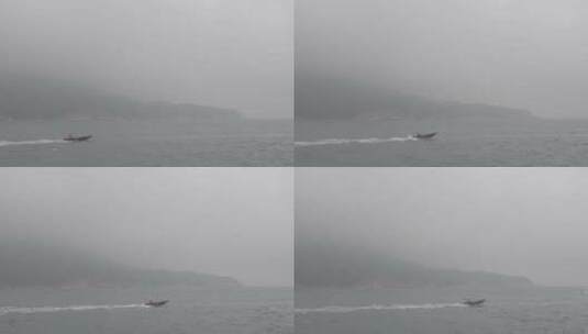 海边快艇大雾高清在线视频素材下载