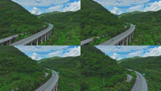 热带雨林里的中国高速公路航拍高清在线视频素材下载