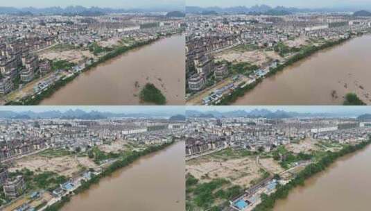 桂林夏季洪水暴雨后高清在线视频素材下载