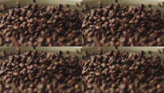 新鲜咖啡豆掉进一堆高清在线视频素材下载