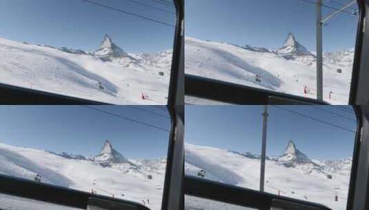 山，马特洪峰，滑雪场，缆车高清在线视频素材下载