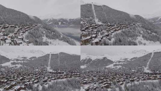 Verbier， Town，瑞士，阿尔卑高清在线视频素材下载