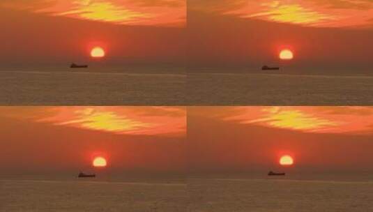 航拍海洋中的黄昏高清在线视频素材下载