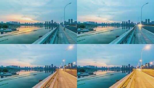 武汉沙湖大桥日落延时高清在线视频素材下载