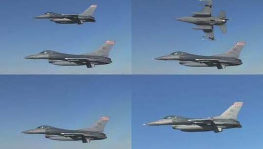两架F16战斗机编队飞行高清在线视频素材下载