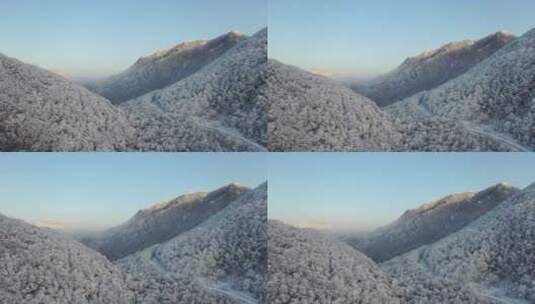 航拍湖北神农架风景区冬季雪山冰雪风光雪景高清在线视频素材下载