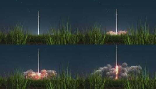 在开阔地火箭发射动画高清在线视频素材下载