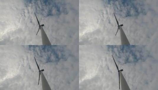 风力发电机蓝天白云延时4K高清在线视频素材下载