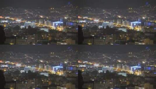夜晚的雅典天际线的航拍高清在线视频素材下载