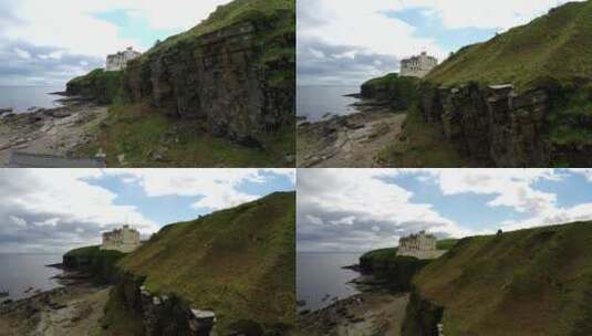 悬崖上的城堡建筑景观高清在线视频素材下载