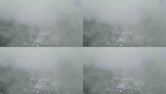 航拍冬天雪景云层之上迷雾高清在线视频素材下载