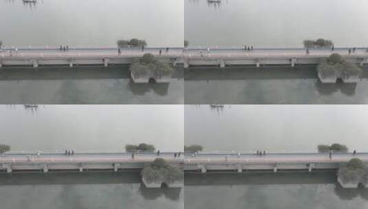 无锡贡湖湾湿地公园彩虹桥4K航拍高清在线视频素材下载