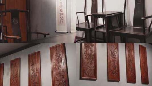 【镜头合集】中式中国风书房匾额太师椅高清在线视频素材下载