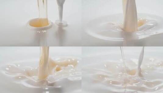 牛奶 白色液体 流体 特写 食物高清在线视频素材下载